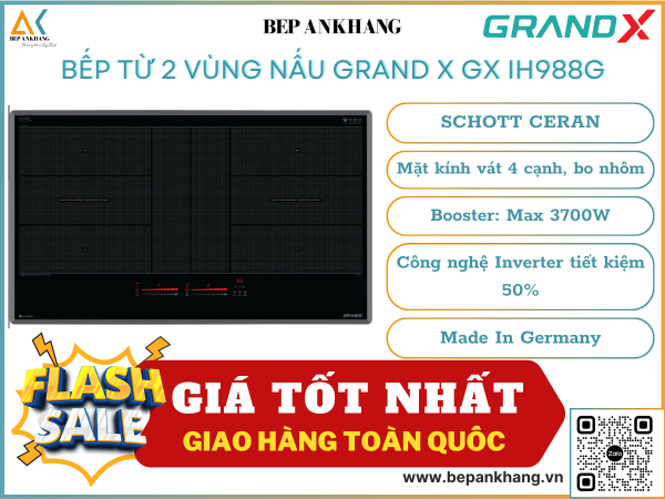 Bếp từ 2 vùng nấu Grand X GX IH988G - Made In Germany